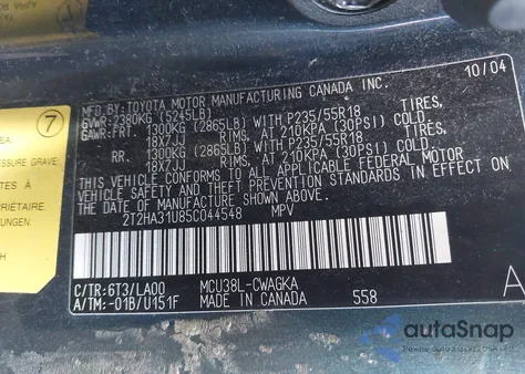 2005 Lexus Rx 330 из США, поврежденный, VIN 2T2HA31U85C044548